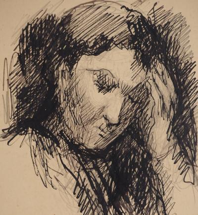 Maximilien LUCE : L'inquiétude, Dessin original signé 2