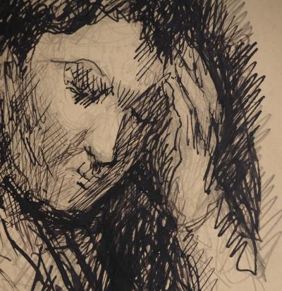 Maximilien LUCE : L'inquiétude, Dessin original signé 2