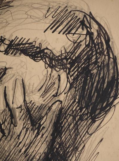 Maximilien LUCE : Le penseur, Dessin original signé 2