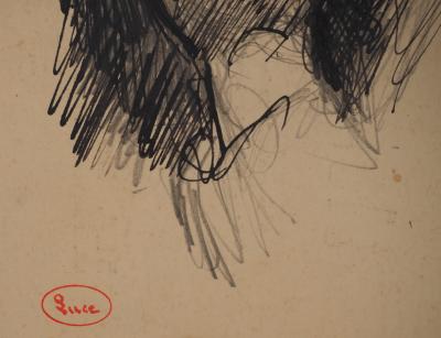 Maximilien LUCE : Le penseur, Dessin original signé 2