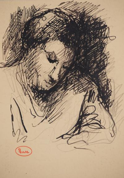 Maximilien LUCE : L’écrivain, Dessin original signé 2