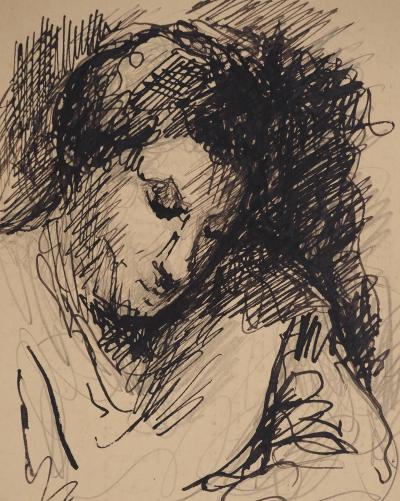Maximilien LUCE : L’écrivain, Dessin original signé 2