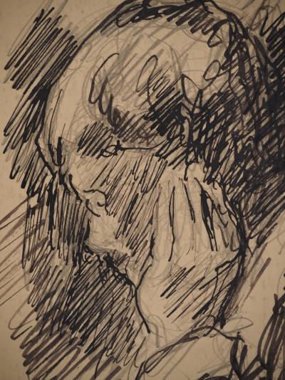 Maximilien LUCE : L'ennui, Dessin original signé 2