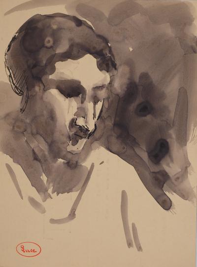 Maximilien LUCE : Jeune homme à la moustache, Dessin original signé 2