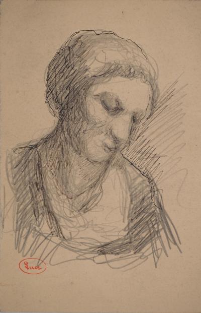Maximilien LUCE : Portrait endormi, Dessin original signé 2