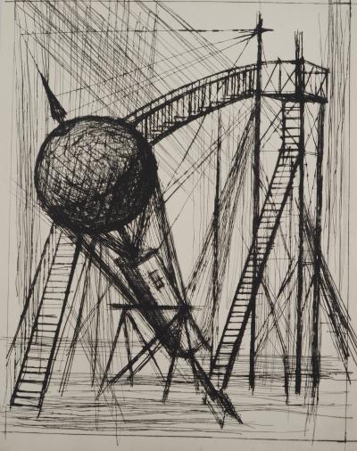 Bernard BUFFET : La machine pour aller sur la Lune, Gravure originale 2