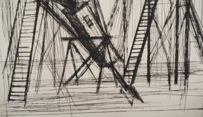 Bernard BUFFET : La machine pour aller sur la Lune, Gravure originale 2