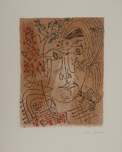 André MASSON : Visage de femme aux oiseaux, Gravure originale signée 2