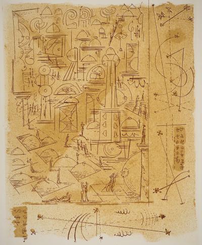 André MASSON : Urbanisme senologique, Gravure originale signée 2