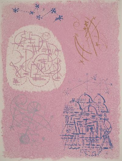 André MASSON : La cité cosmique des seins, Gravure originale signée 2