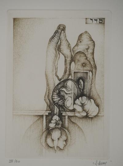 Fred DEUX : Le seuil, Gravure originale signée 2