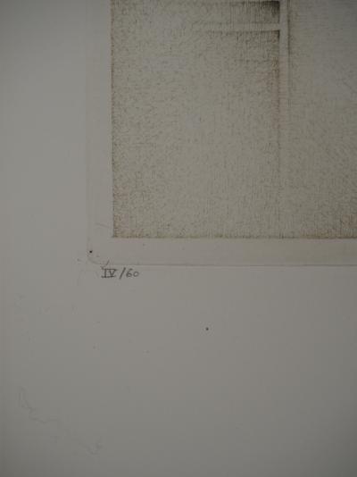 Fred DEUX : Lampe noire, Gravure originale signée 2