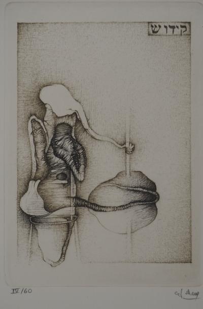 Fred DEUX : Kiddousch, Gravure originale signée 2