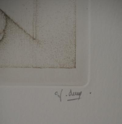 Fred DEUX : Au coucher, Gravure originale signée 2