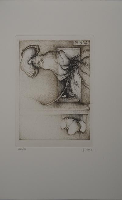 Fred DEUX : Initié, Gravure originale signée 2
