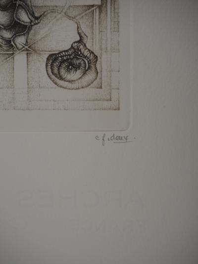 Fred DEUX : Délibération, Gravure originale signée 2