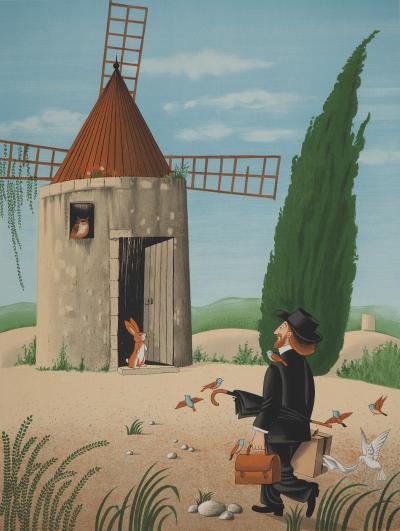 Raymond PEYNET : Le moulin, Lithographie originale signée 2