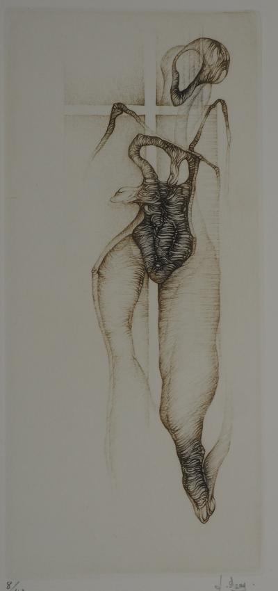 Fred DEUX : Bois anthropomorphe, Gravure originale signée 2