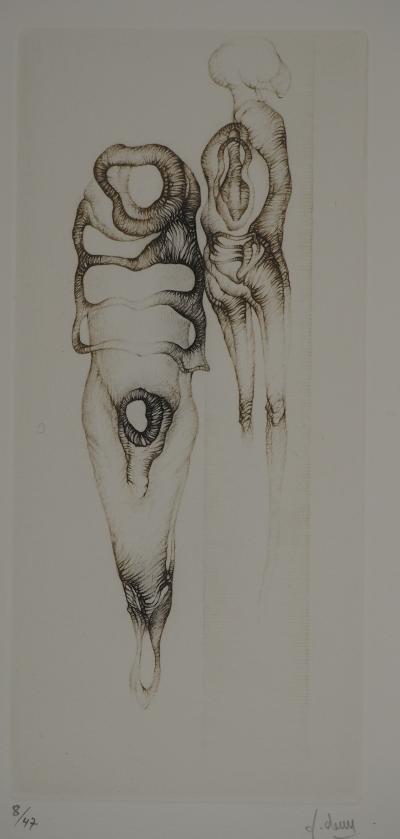 Fred DEUX : Les corps enracinés, Gravure originale signée 2