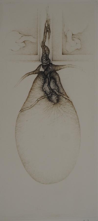 Fred DEUX : Le cocon, Gravure originale signée 2