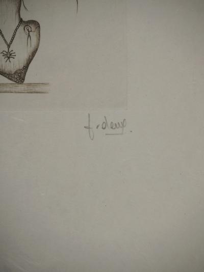 Fred DEUX : Elle souffre, Gravure originale signée 2