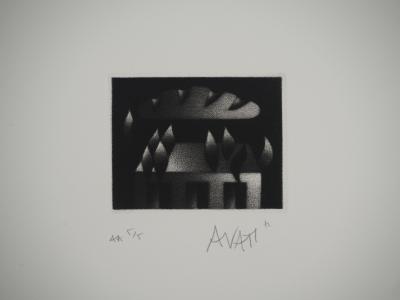 Mario AVATI : Les flammes de Gulliver, Gravure originale signée 2