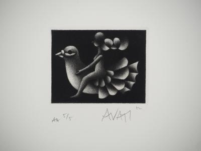 Mario AVATI: Gulliver's Bird, Original signed engraving 2