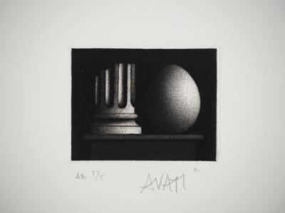Mario AVATI : La colonne de Gulliver, Gravure originale signée 2
