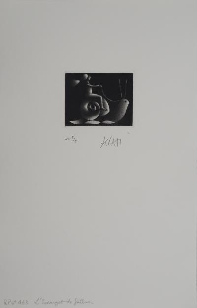 Mario AVATI: The Snail, Original signed engraving 2