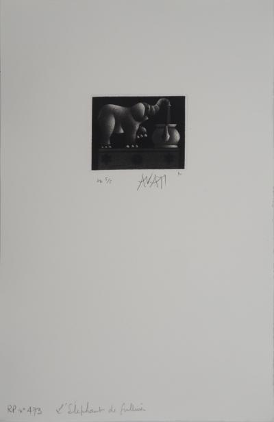Mario AVATI : L’éléphant, Gravure originale signée 2