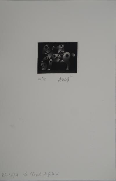 Mario AVATI : Le cheval et son cavalier, Gravure originale signée 2
