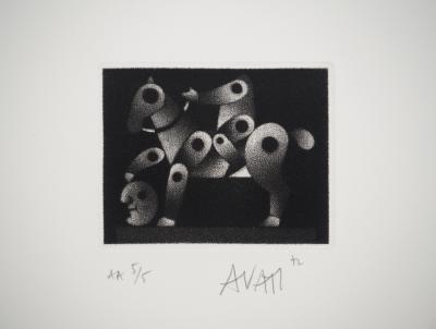 Mario AVATI : Le cheval et son cavalier, Gravure originale signée 2