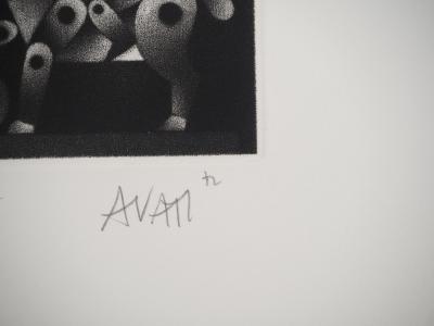 Mario AVATI : Le cheval et son cavalier, Gravure originale signée 2