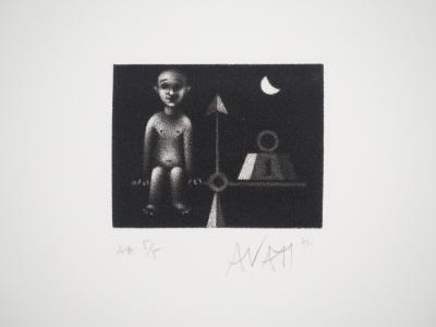 Mario AVATI : La balance, Gravure originale signée 2