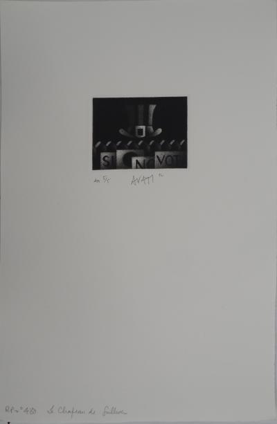 Mario AVATI : Le chapeau, Gravure originale signée 2