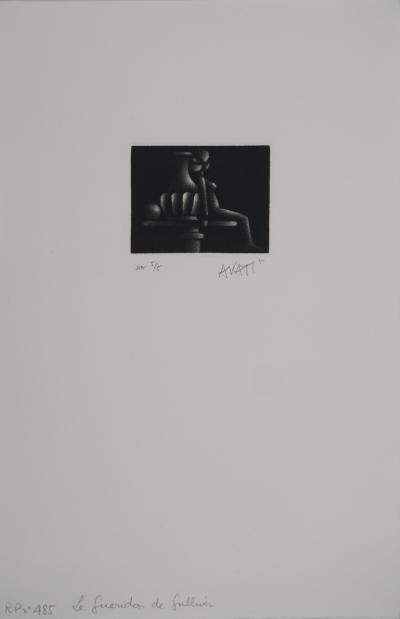 Mario AVATI : Le guéridon, Gravure originale signée 2