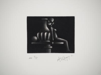 Mario AVATI : Le guéridon, Gravure originale signée 2