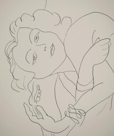 Henri MATISSE : Visage enfantin, Lithographie signée 2