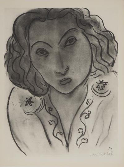 Henri MATISSE : Modèle aux grands yeux, Lithographie signée 2