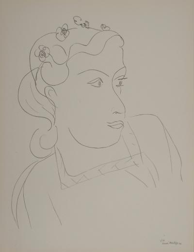 Henri MATISSE : Buste féminin aux fleurs, Lithographie signée 2
