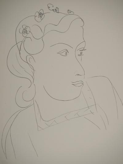 Henri MATISSE : Buste féminin aux fleurs, Lithographie signée 2