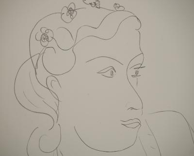 Henri MATISSE : Buste féminin aux fleurs, Lithographie signée 2