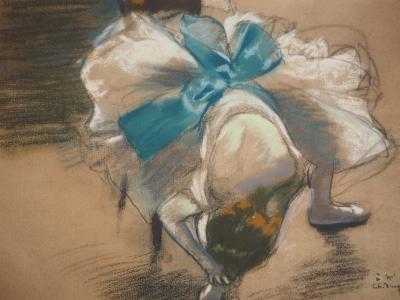 Edgar DEGAS : Ballerine ajustant ses chaussons, Lithographie et pochoir signée 2