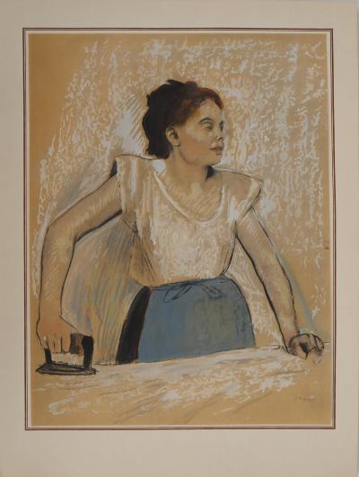Edgar DEGAS : La repasseuse, Lithographie et pochoir signée 2