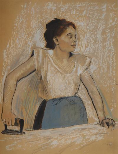 Edgar DEGAS : La repasseuse, Lithographie et pochoir signée 2