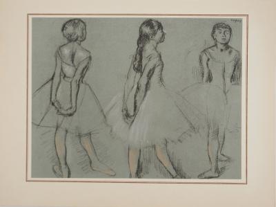 Edgar DEGAS : Les trois petits rats de l'opéra, Lithographie et pochoir signée 2