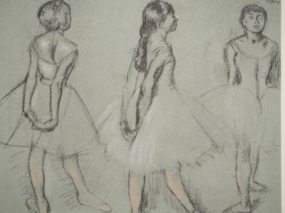 Edgar DEGAS : Les trois petits rats de l'opéra, Lithographie et pochoir signée 2