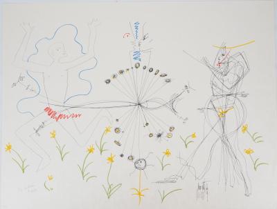 Raymond MORETTI et Jean COCTEAU : Rencontre amoureuse, Lithographie originale signée
