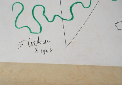 Raymond MORETTI et Jean COCTEAU : Symbiose entre le poisson et le Verseau, Lithographie originale signée 2