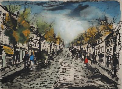 Maurice DE VLAMINCK : Rive gauche, Rue populaire, Gravure originale, signée 2